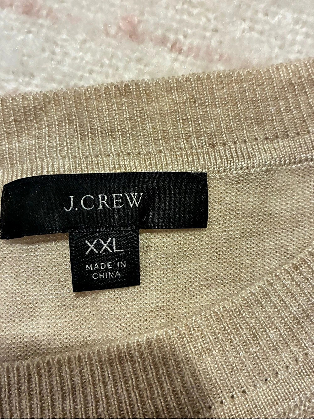 J.Crew Neck Sweater Beige XXL Like New - Picture 3 of 3